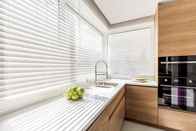 Wooden blinds for kitchen